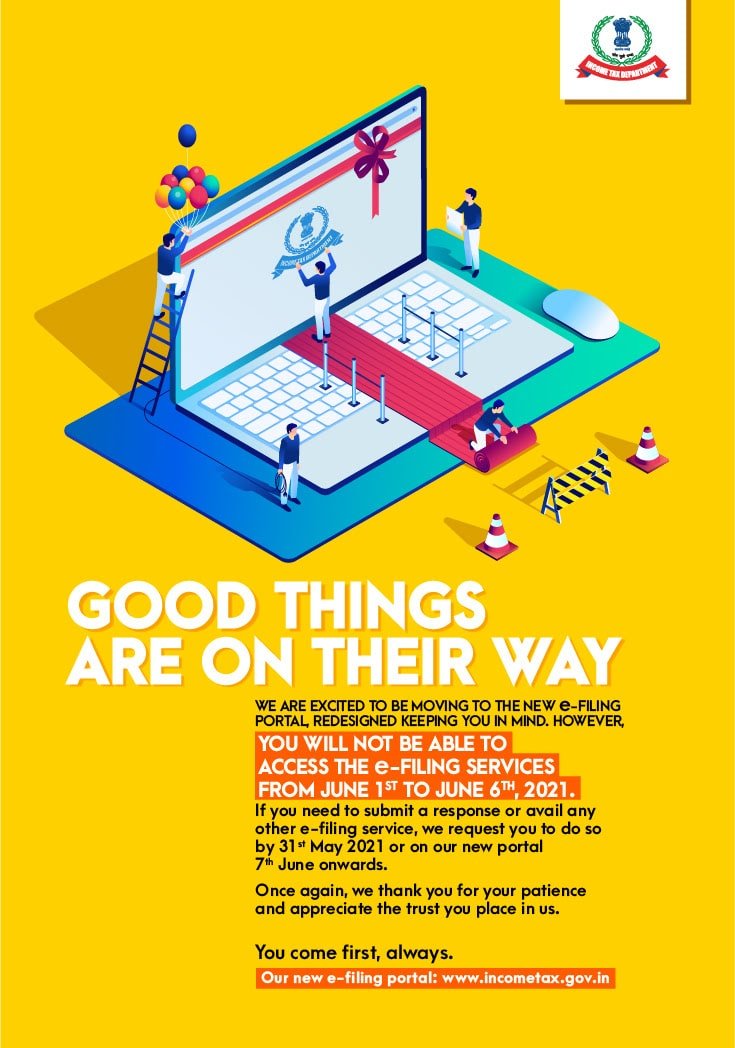 New e-Filing Portal wwwincometaxgovin launch on June 7th