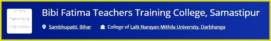 Bibi Fatma Teachers' Training College, Samastipur Bihar